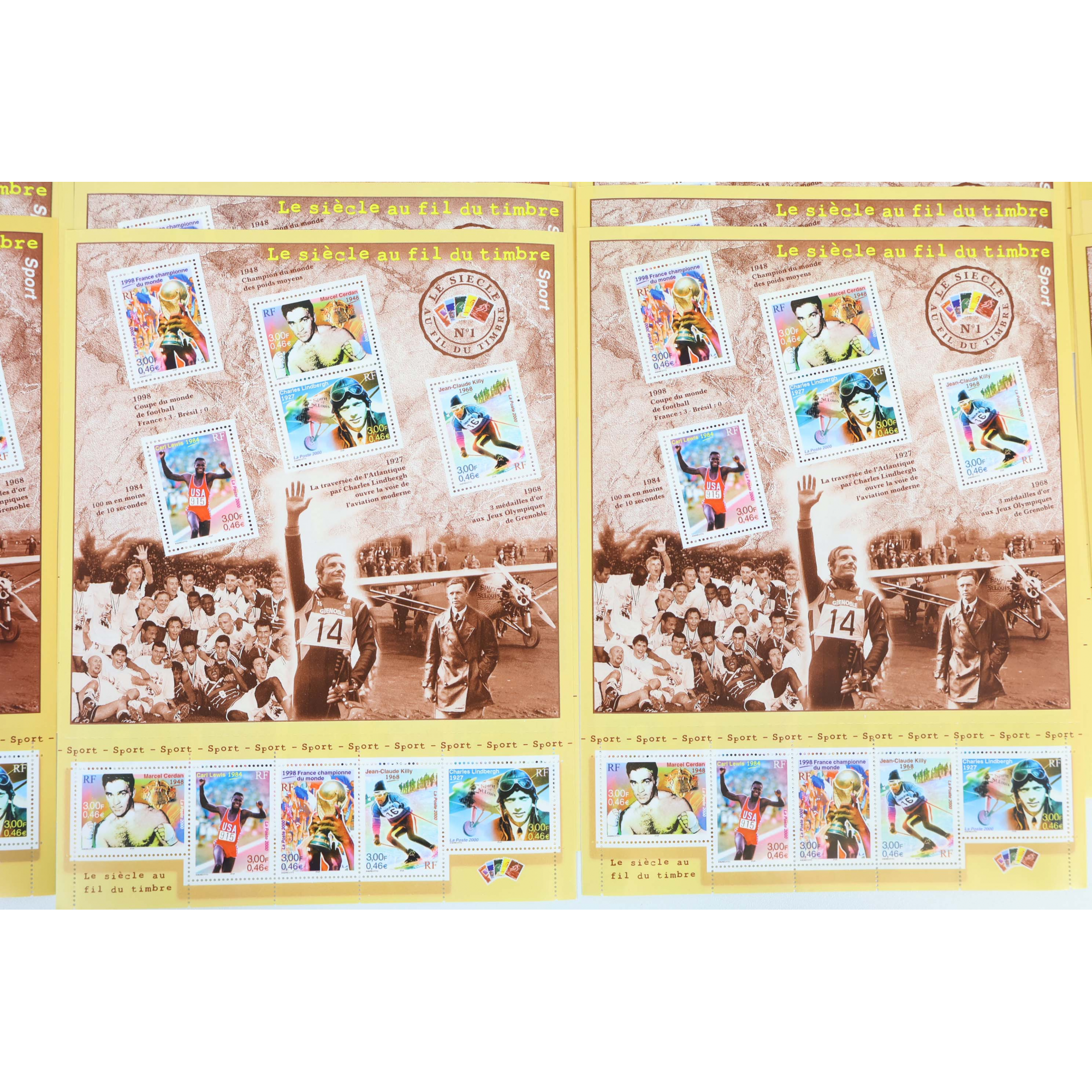 LOT 100 BLOCS N° 29 LE SIÈCLE AU FIL DU TIMBRE I, NEUFS** 0.46€ X 10 VF 460€