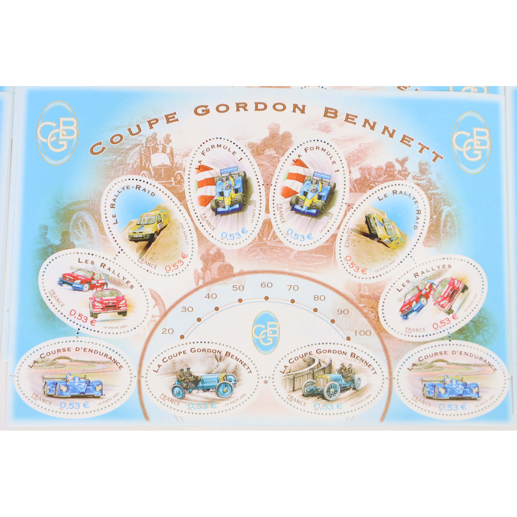 LOT 100 BLOCS N° 86 COUPE GORDON BENNETT TIMBRES NEUFS** 0.53€ X 10 FACIALE 530€