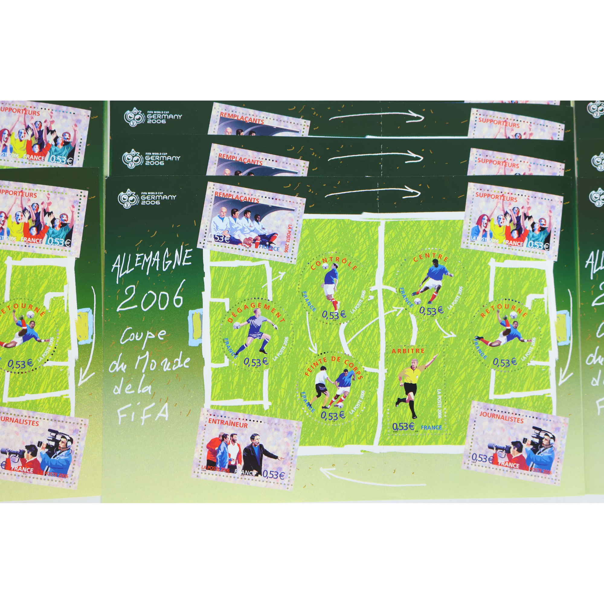 LOT 100 BLOCS N° 97 COUPE DU MONDE 2006 TIMBRES NEUFS** 0.53€ X 10 FACIALE 530€