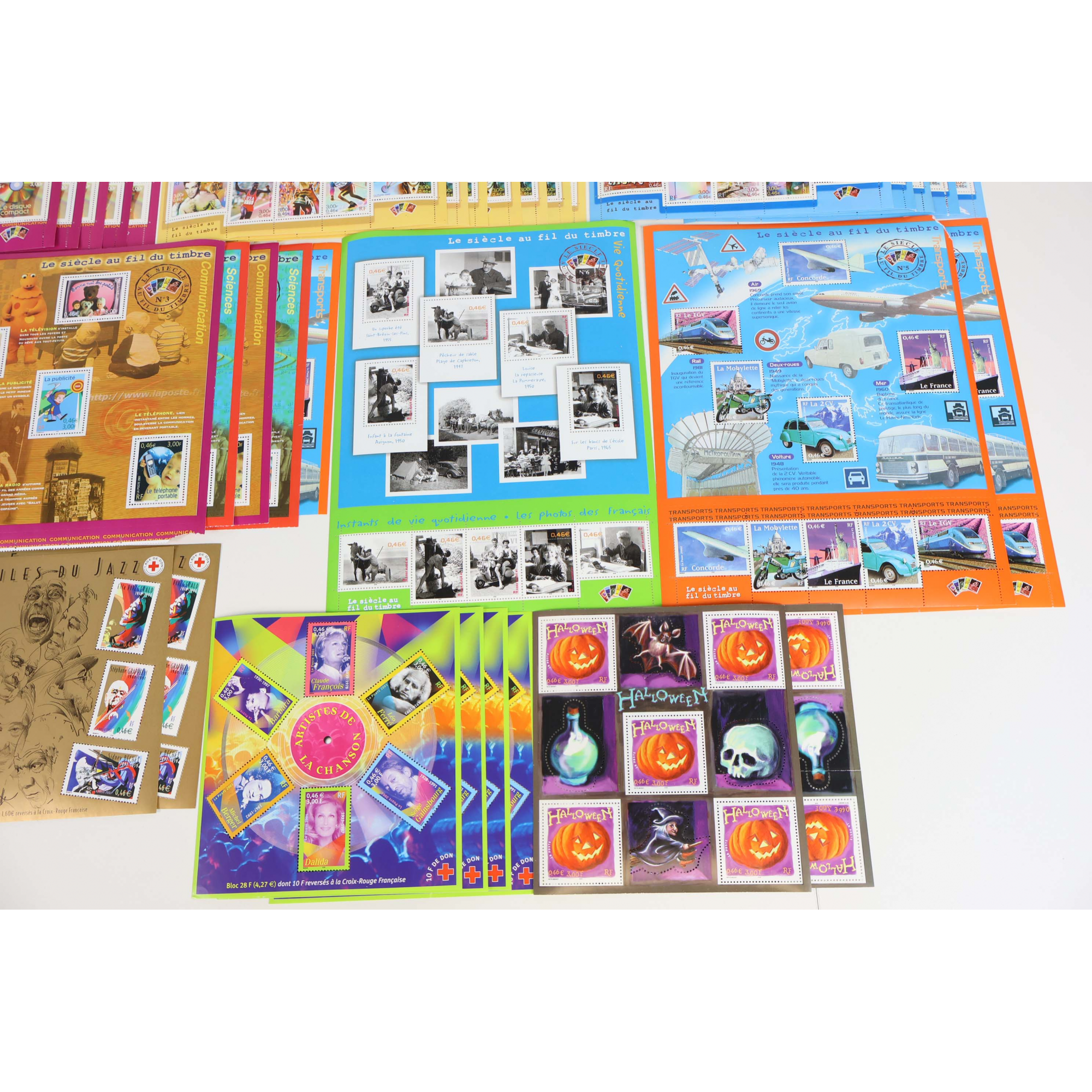 LOT 381 TIMBRES 0.46 EUROS BLOCS FEUILLETS AVEC DÉFAUTS POUR AFFRANCHIR VF 175€
