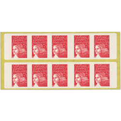 CARNET N°3419-C3A DE 10 TIMBRES POUR AFFRANCHIR MARIANNE ROUGE DU 14 JUILLET