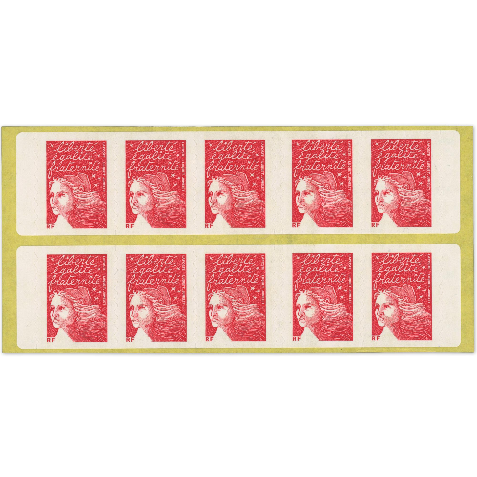 CARNET N°3419-C3A DE 10 TIMBRES POUR AFFRANCHIR MARIANNE ROUGE DU 14 JUILLET
