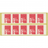 CARNET N°3419-C3A DE 10 TIMBRES POUR AFFRANCHIR MARIANNE ROUGE DU 14 JUILLET