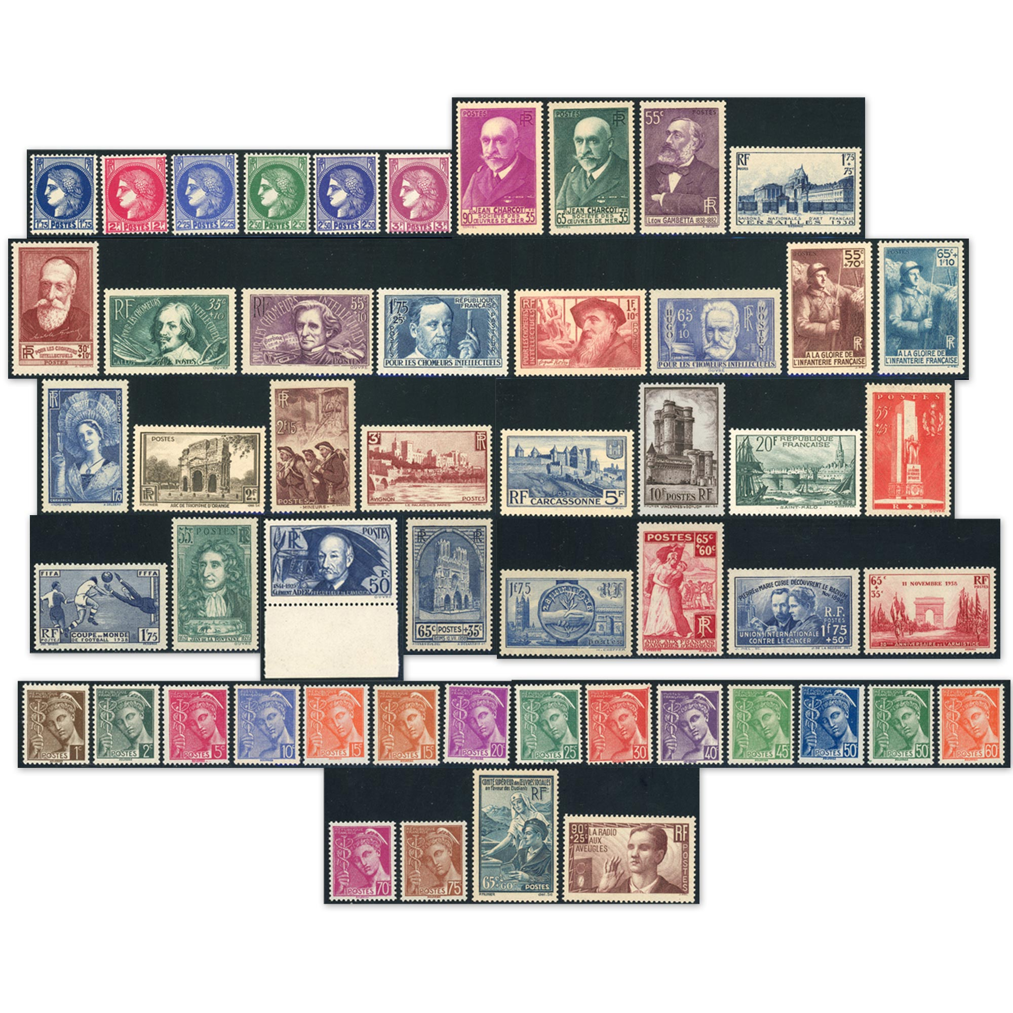 ANNÉE COMPLÈTE DE FRANCE 1938 TIMBRES NEUFS** AVEC CLÉMENT ADER LUXE ET BDF