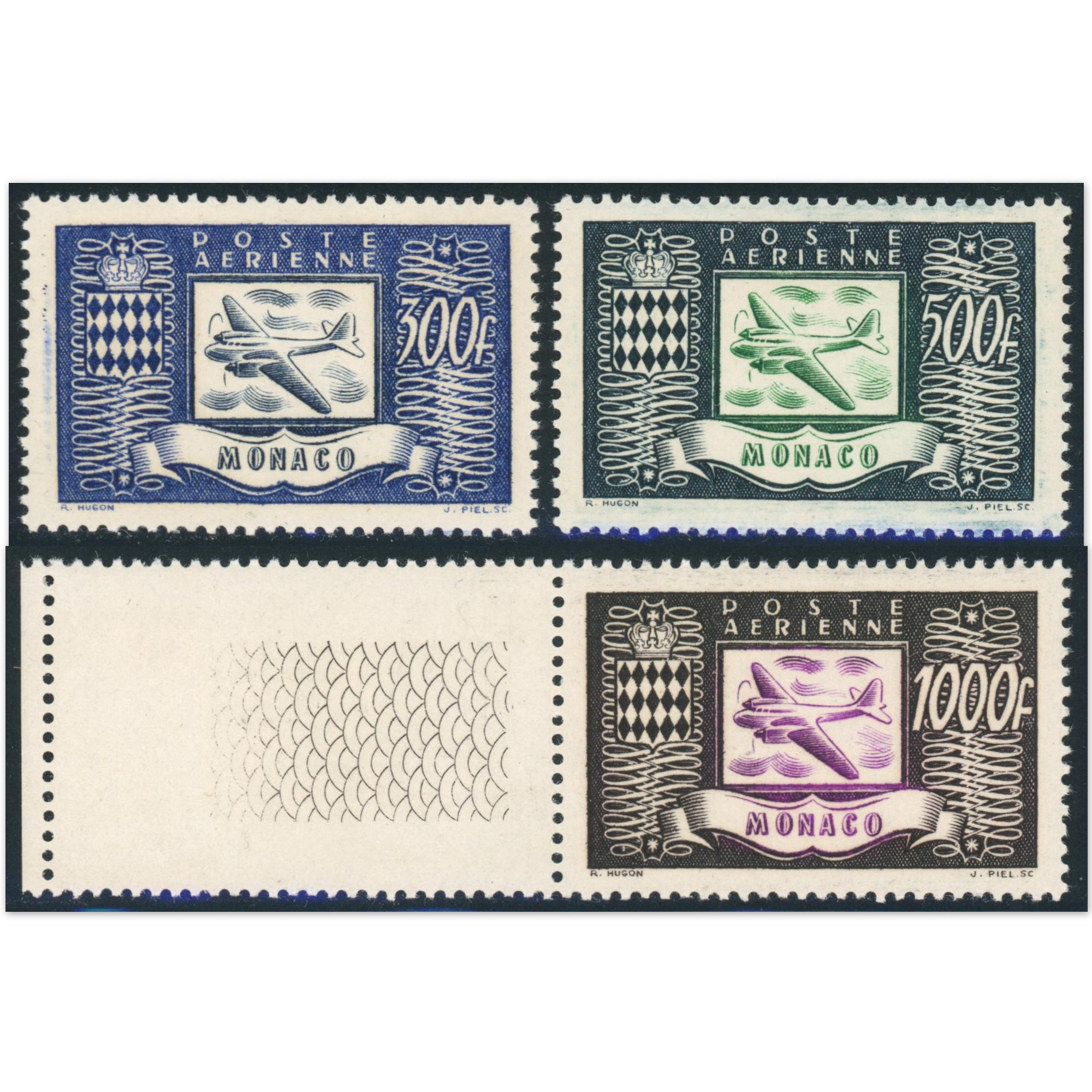 MONACO POSTE AÉRIENNE N°42 À 44 TIMBRES NEUFS** COTE 250€ ANNÉE 1949