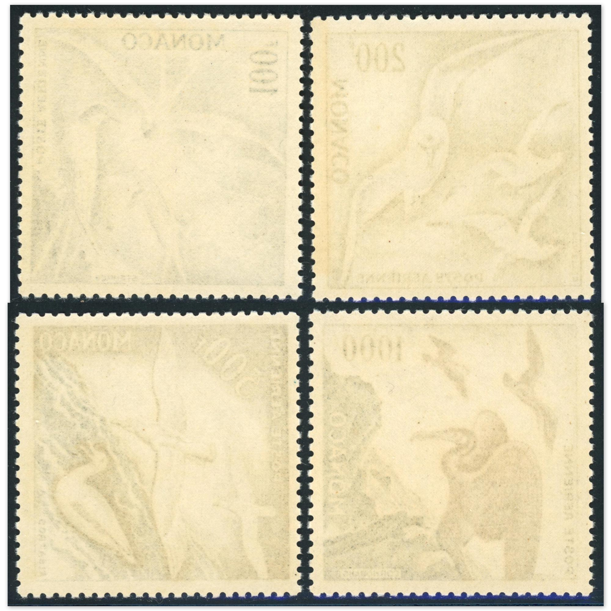 MONACO POSTE AÉRIENNE N°55 À 58 SÉRIE COMPLÈTE "OISEAUX DE MER" TIMBRES NEUFS**