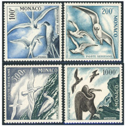 MONACO POSTE AÉRIENNE N°55 À 58 SÉRIE COMPLÈTE "OISEAUX DE MER" TIMBRES NEUFS**