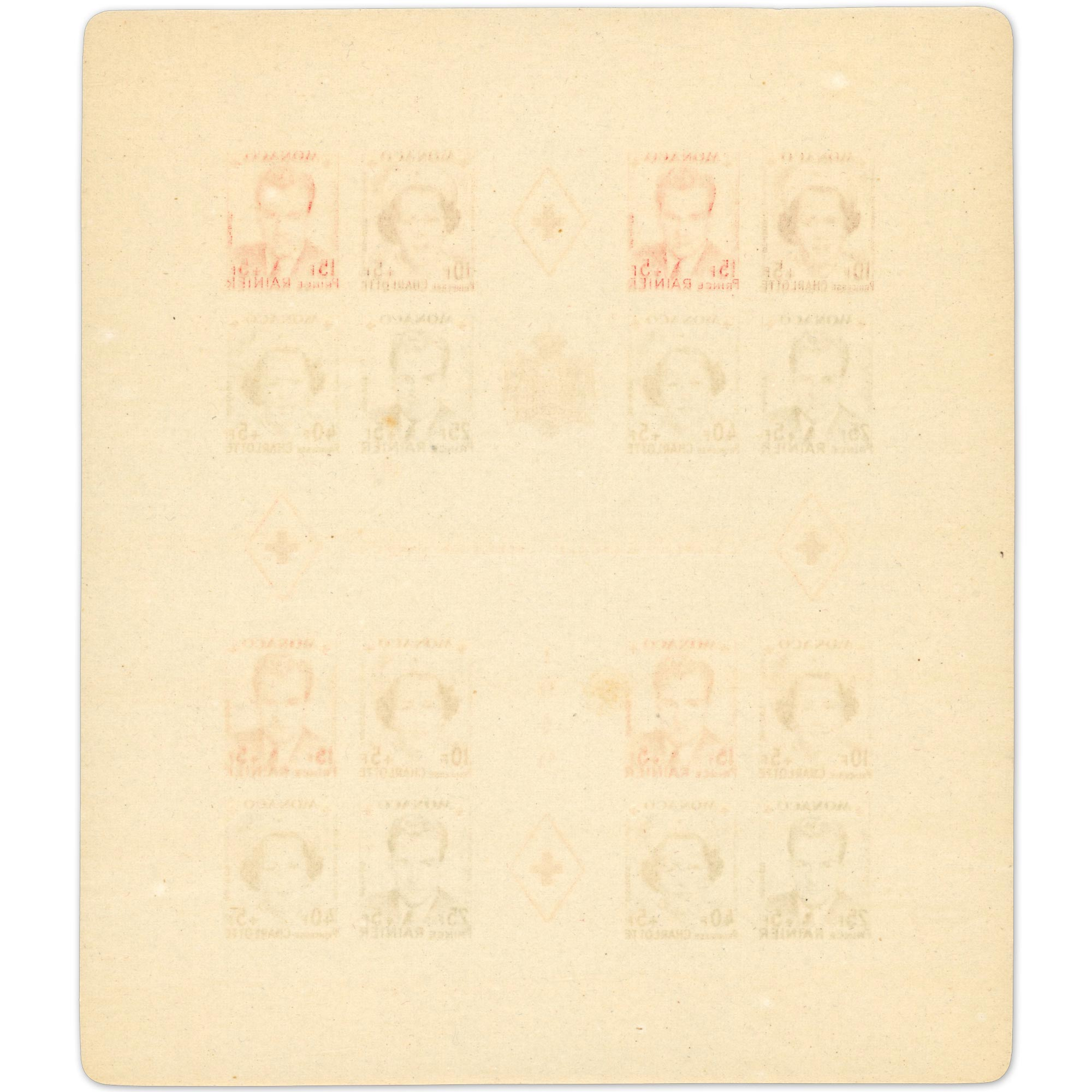 MONACO BLOC-FEUILLET CROIX-ROUGE N°3B TIMBRES NEUFS** NON DENTELÉS COTE 510€