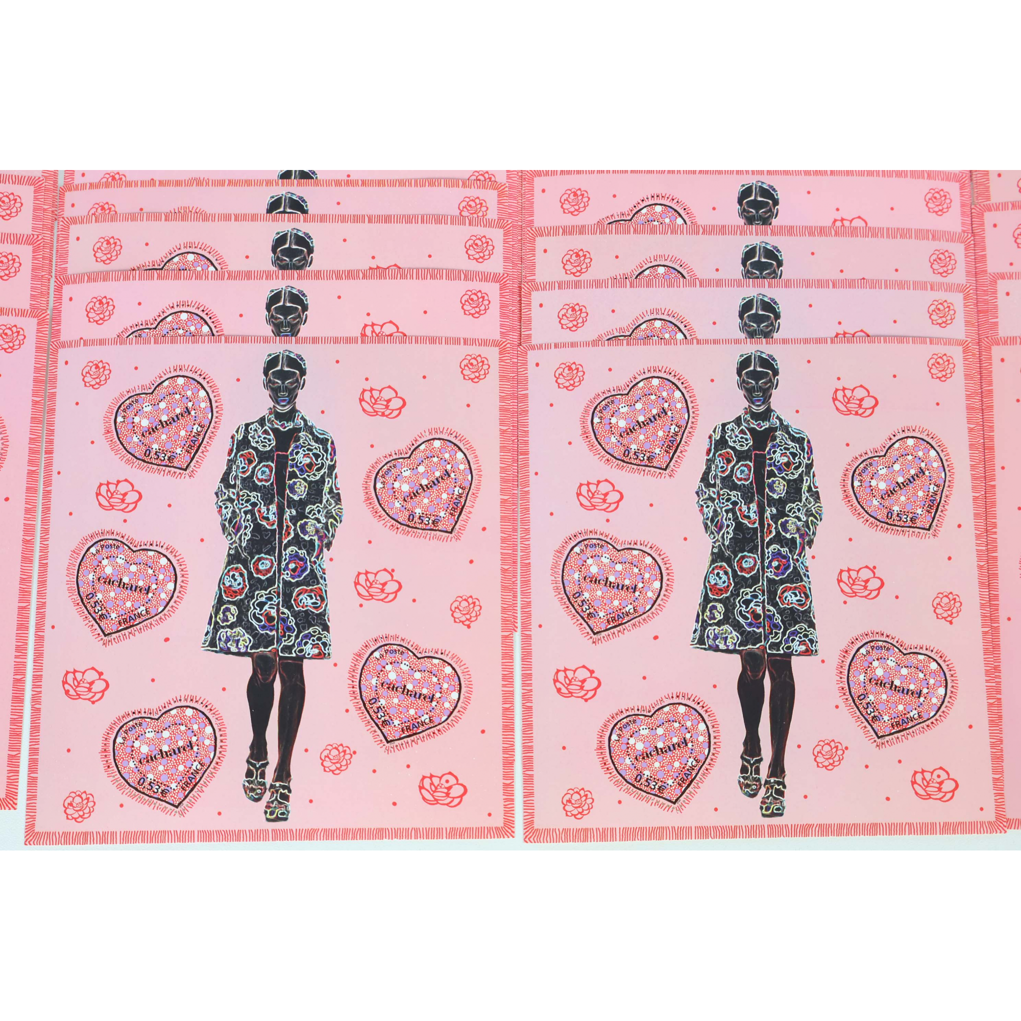 LOT 100 BLOCS N° 80 COEURS CACHAREL TIMBRES NEUFS** 0.53€ X 5 FACIALE 265€