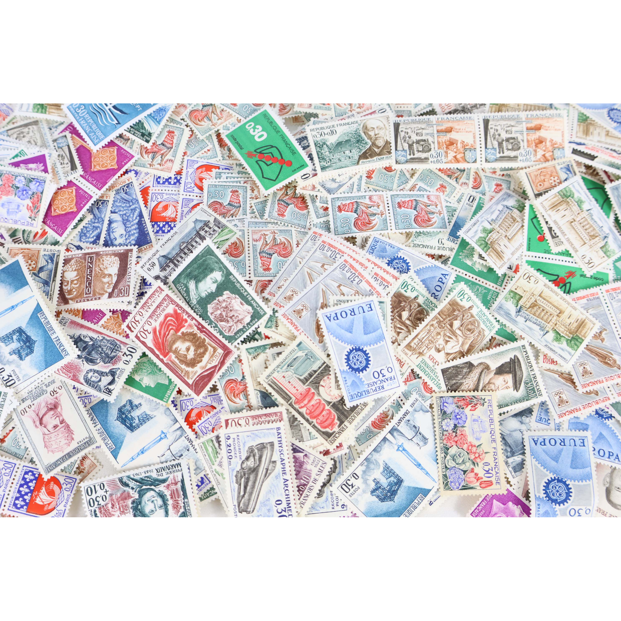 LOT DE 1000 TIMBRES FRANCE NEUFS AFFRANCHISSEMENT 0,30 FRANCS, SOUS FACIALE