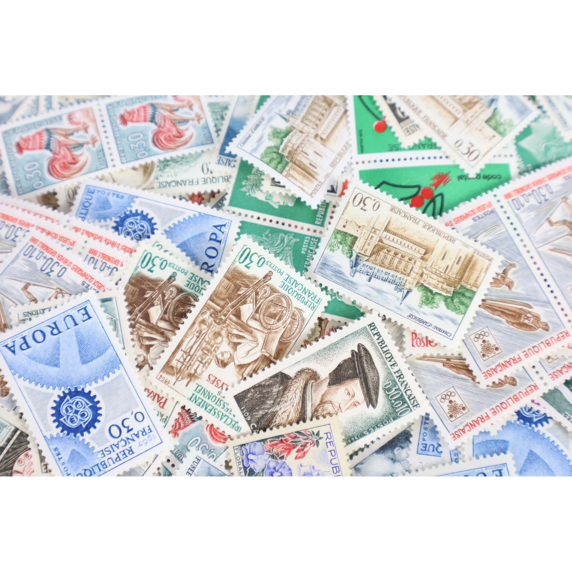 LOT DE 1000 TIMBRES FRANCE NEUFS AFFRANCHISSEMENT 0,30 FRANCS, SOUS FACIALE