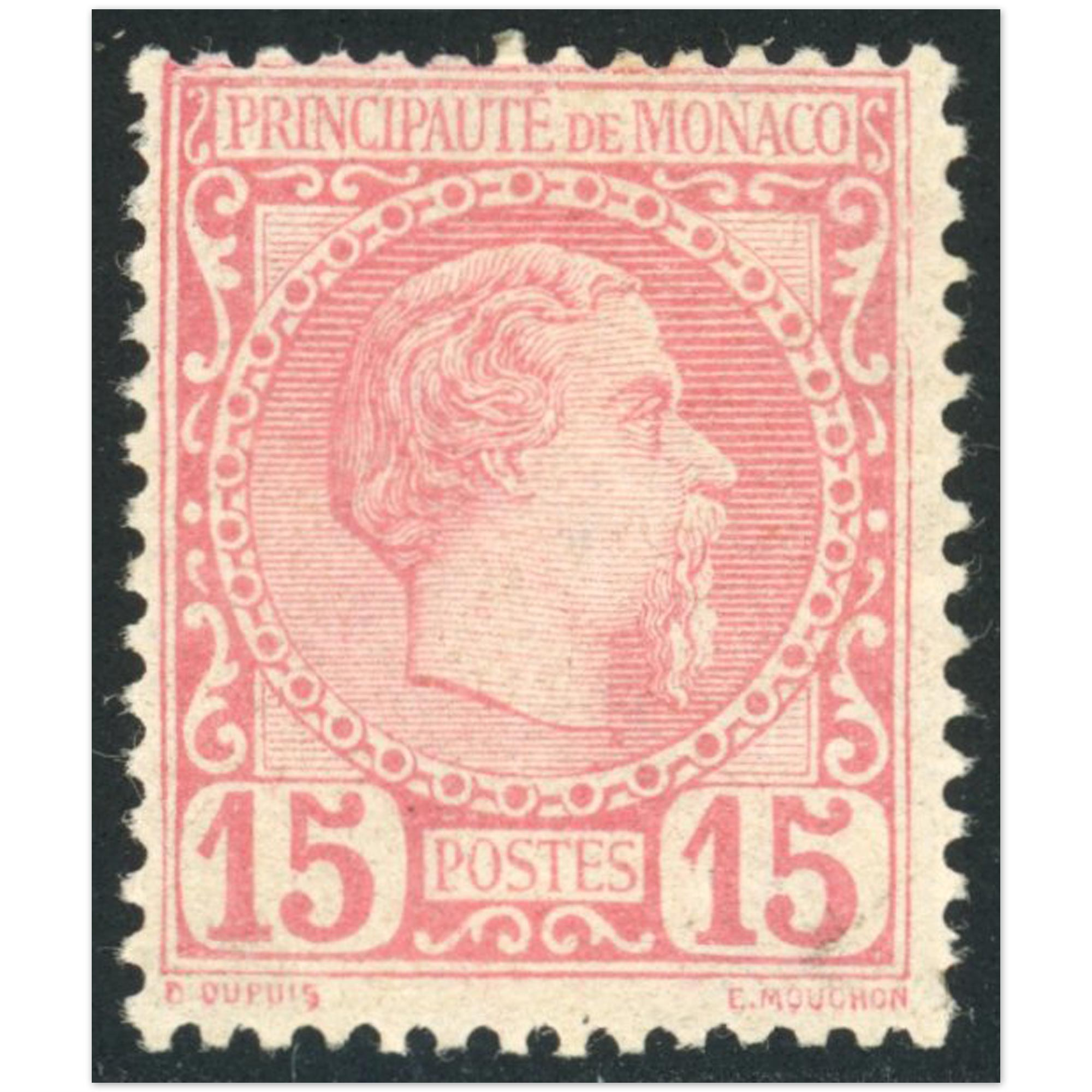 MONACO N°5 PRINCE CHARLES 3 "15c rose" TIMBRE NEUF SIGNÉ BRUN COTE 550€