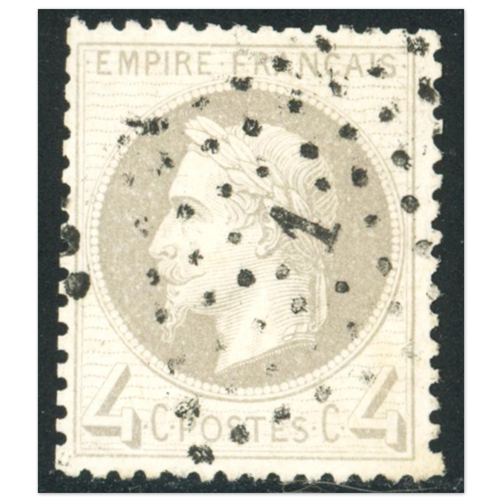 FRANCE NAPOLÉON N°27A TIMBRE OBLITÉRÉ "LOSANGE N°1" SIGNÉ BRUN, RARE