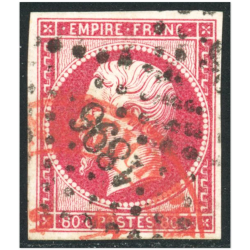 FRANCE NAPOLÉON N°17A TIMBRE OBLITÉRÉ CACHET A DATE ROUGE SIGNÉ BRUN, RARE