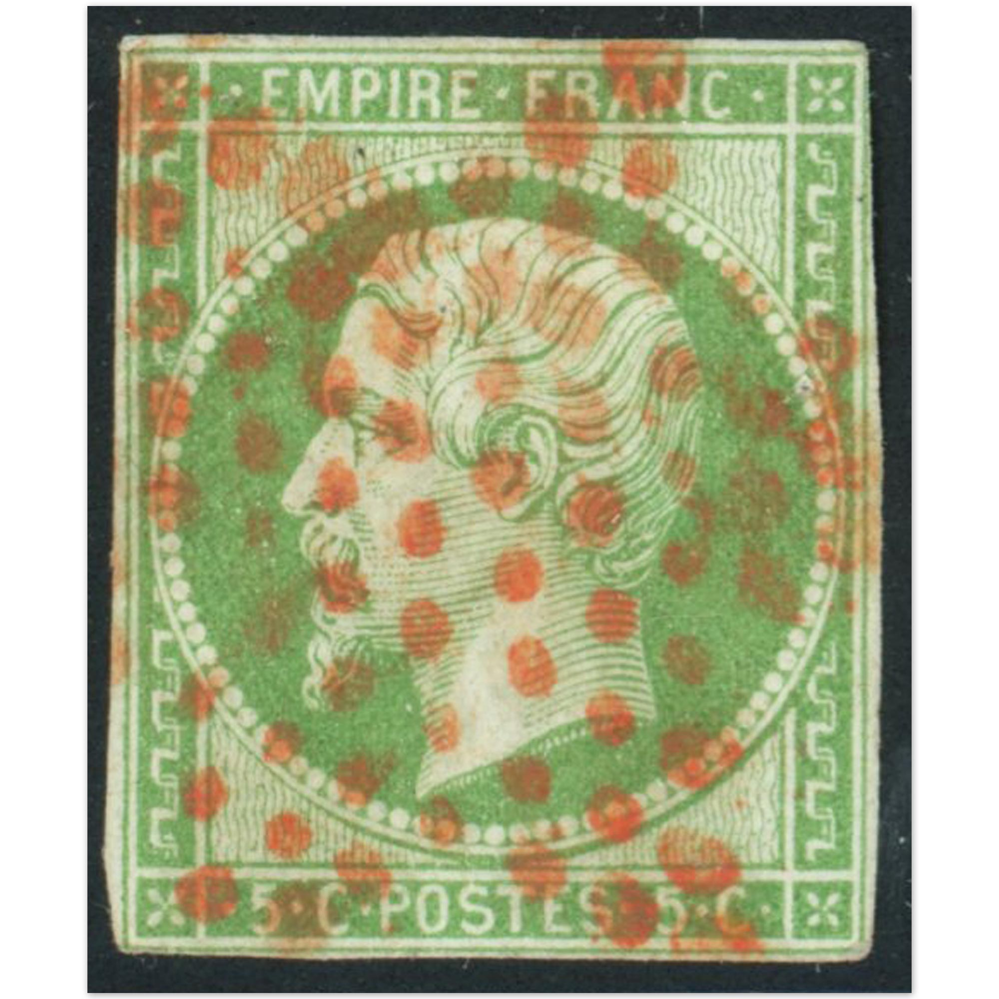 FRANCE NAPOLÉON N°12 TIMBRE OBLITÉRÉ "ETOILE ROUGE" SIGNÉ BRUN, RARE