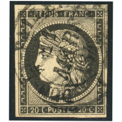 FRANCE CÉRÈS N°3 TIMBRE OBLITÉRÉ CACHET A DATE TYPE 13 SIGNÉ BRUN, RARE