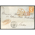 FRANCE NAPOLÉON N°16 TIMBRE SUR LETTRE AVEC BELLE OBLITÉRATION "PD" SIGNÉ BRUN