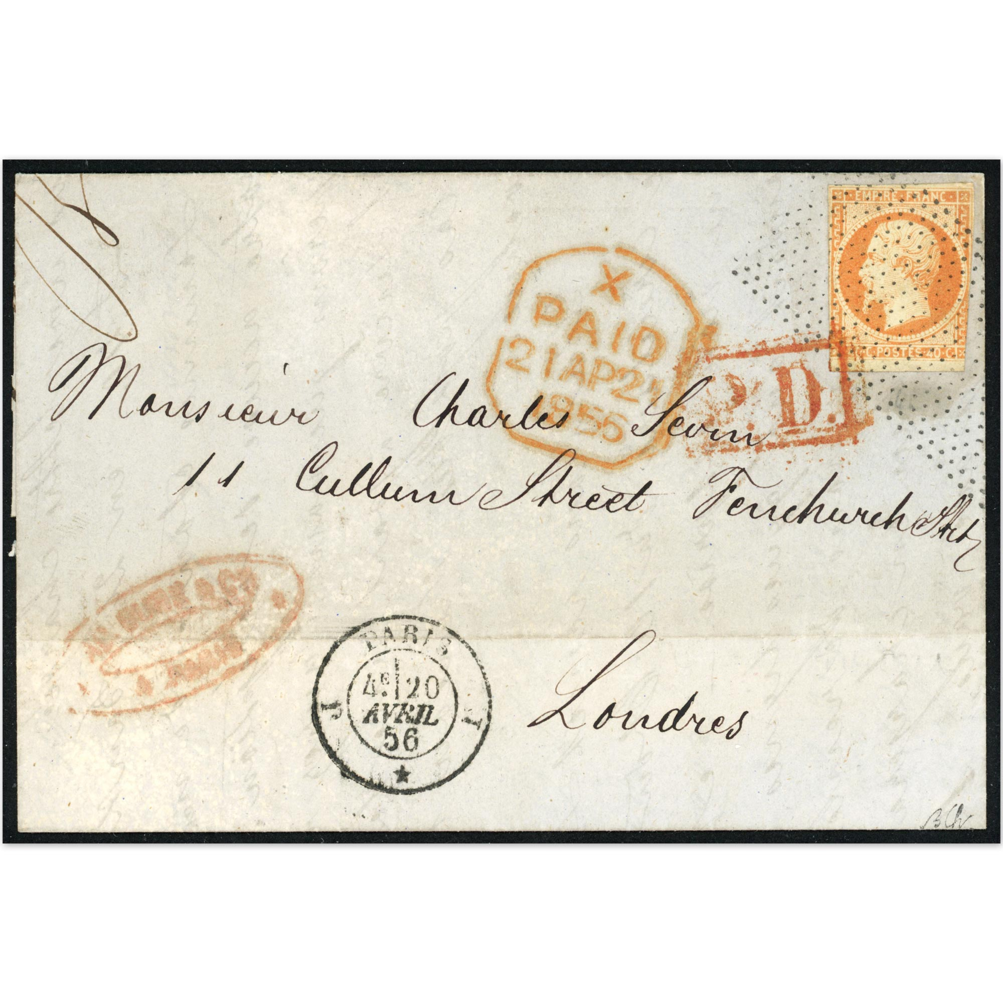 FRANCE NAPOLÉON N°16 TIMBRE SUR LETTRE AVEC BELLE OBLITÉRATION "PD" SIGNÉ BRUN