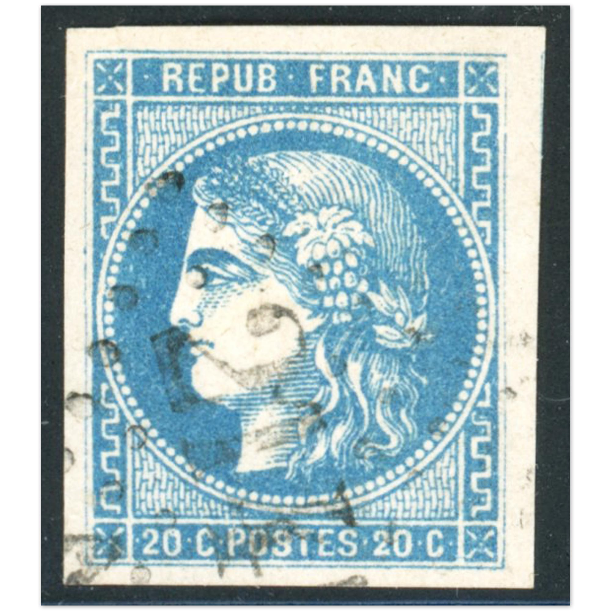 FRANCE CÉRÈS N°46A EMISSION DE BORDEAUX TIMBRE OBLITÉRÉ COTE 250€ SIGNÉ BRUN
