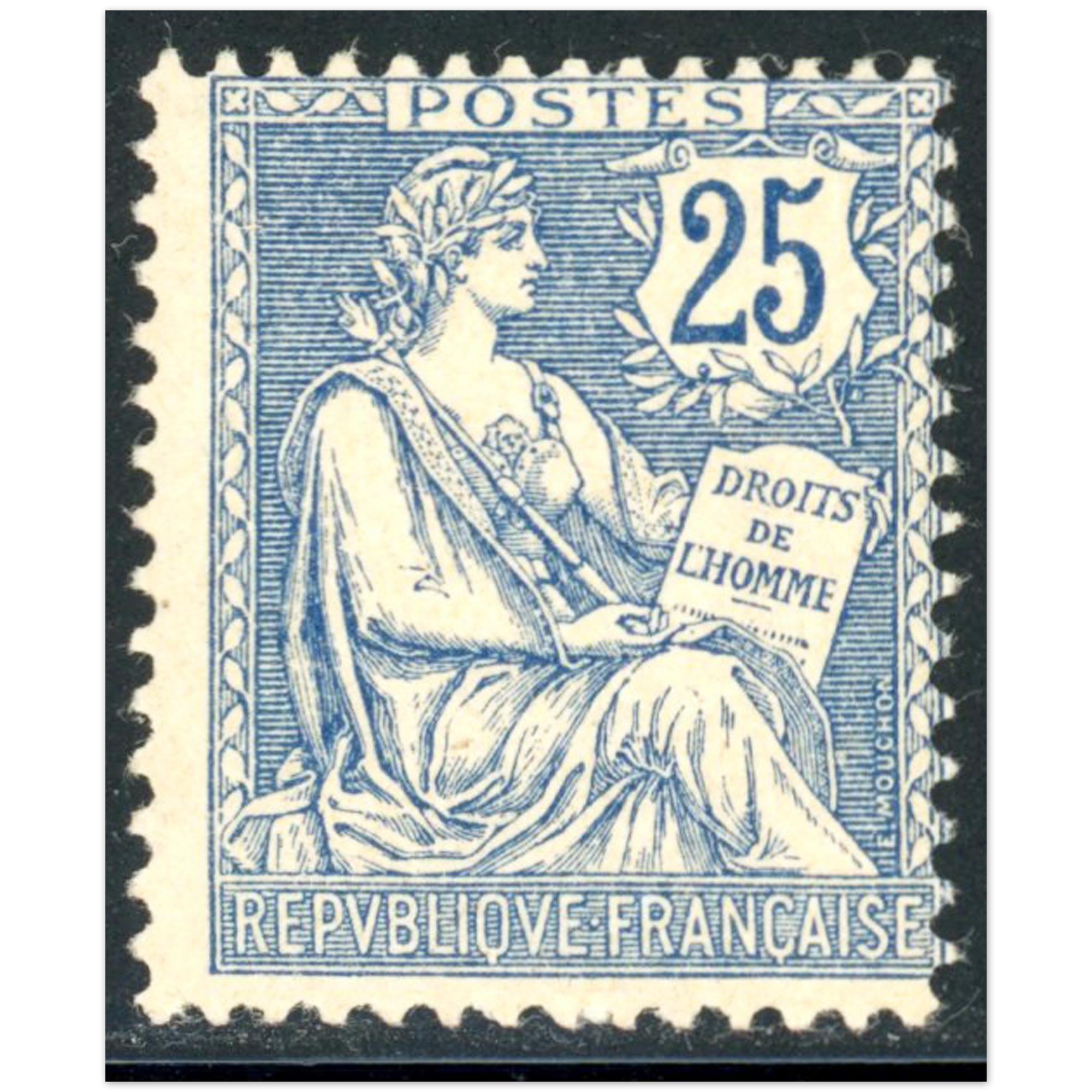 FRANCE N°127 TYPE MERSON TIMBRE NEUF, SIGNÉ BRUN, COTE 535€, ANNÉE 1902