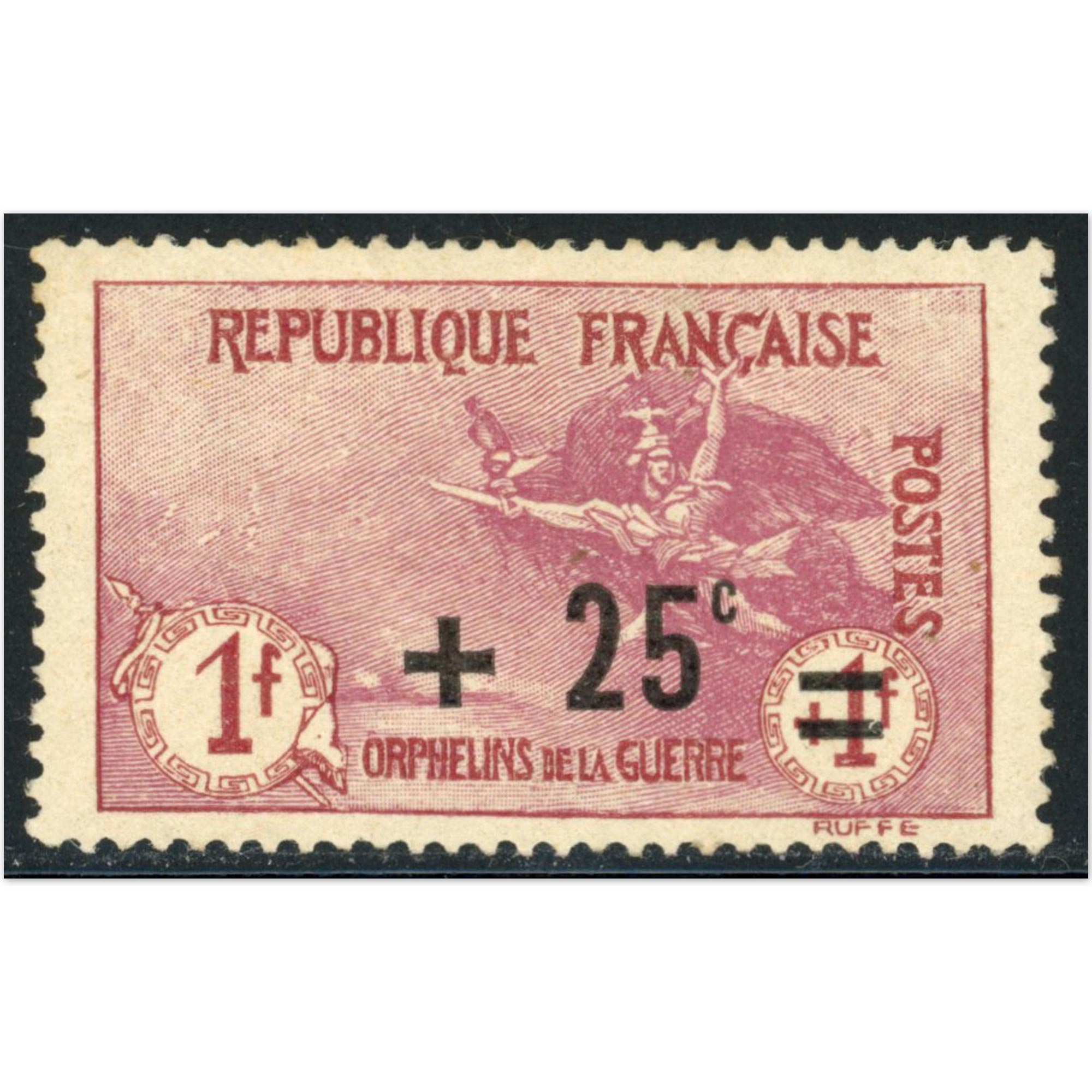 FRANCE N°168 2EME ORPHELIN TIMBRE NEUF REGOMMÉ CONSIDÉRÉ SANS GOMME ANNÉE 1922