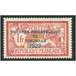FRANCE N°182 CONGRÈS DE BORDEAUX TIMBRE REGOMMÉ CONSIDÉRÉ SANS GOMME, ANNÉE 1923