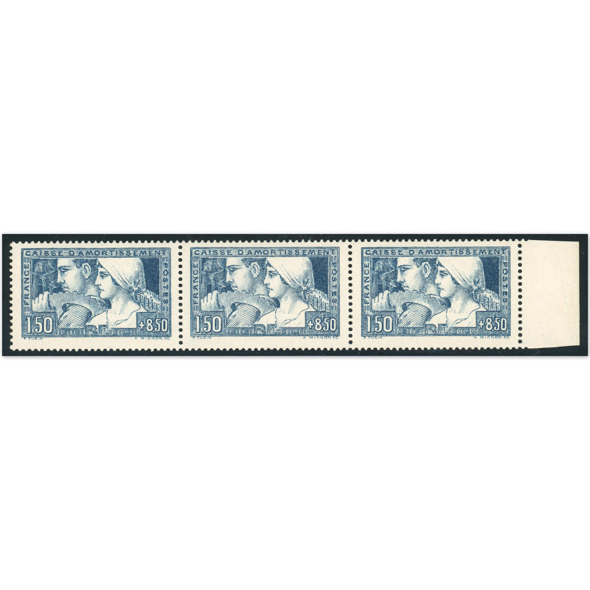 FRANCE BANDE DE 3 TYPES N°252/252a/252b TIMBRES NEUFS SIGNÉS BRUN RARE