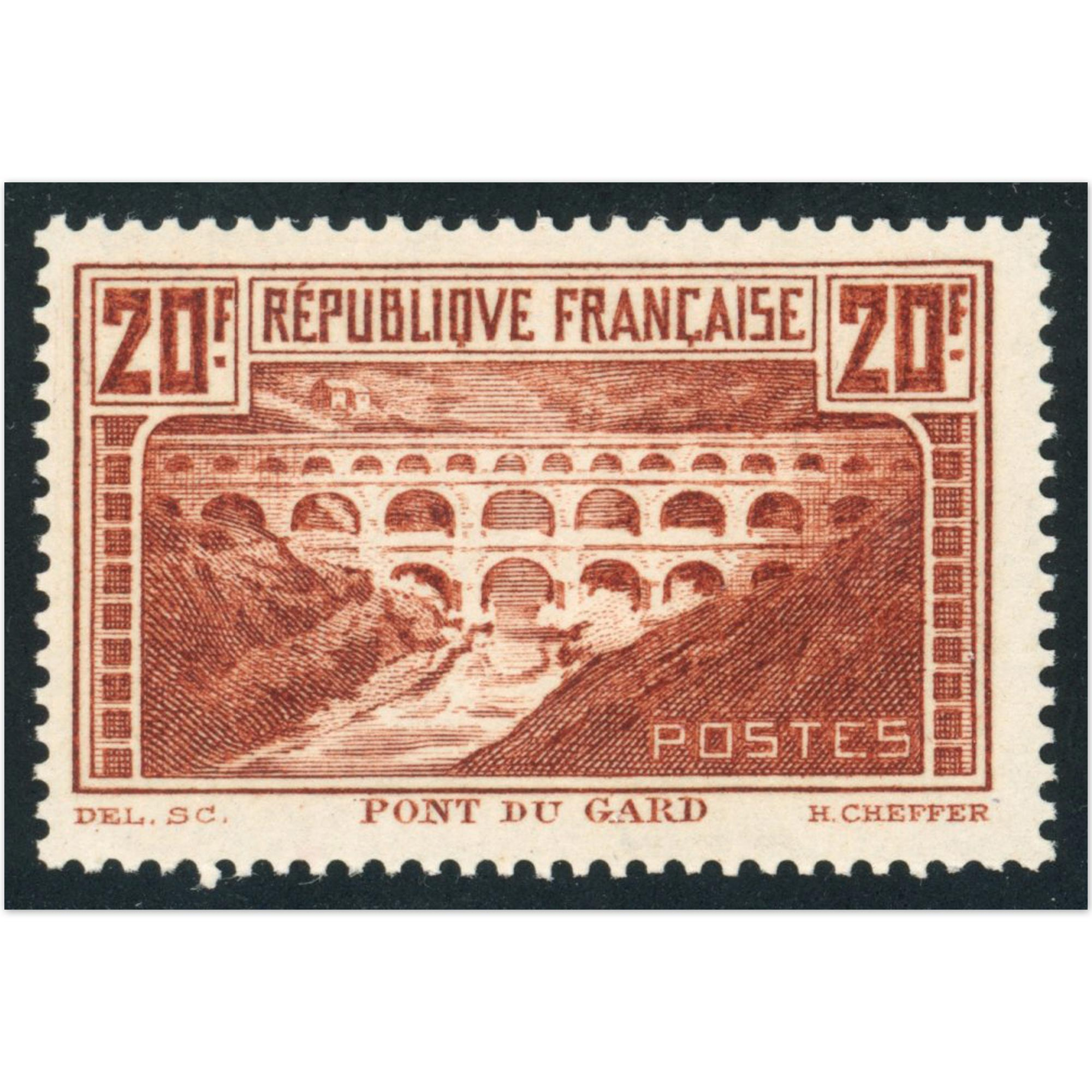 FRANCE N°262A PONT DU GARD TYPE 1 COTE 575€ SIGNÉ BRUN EXCELLENTE QUALITÉ