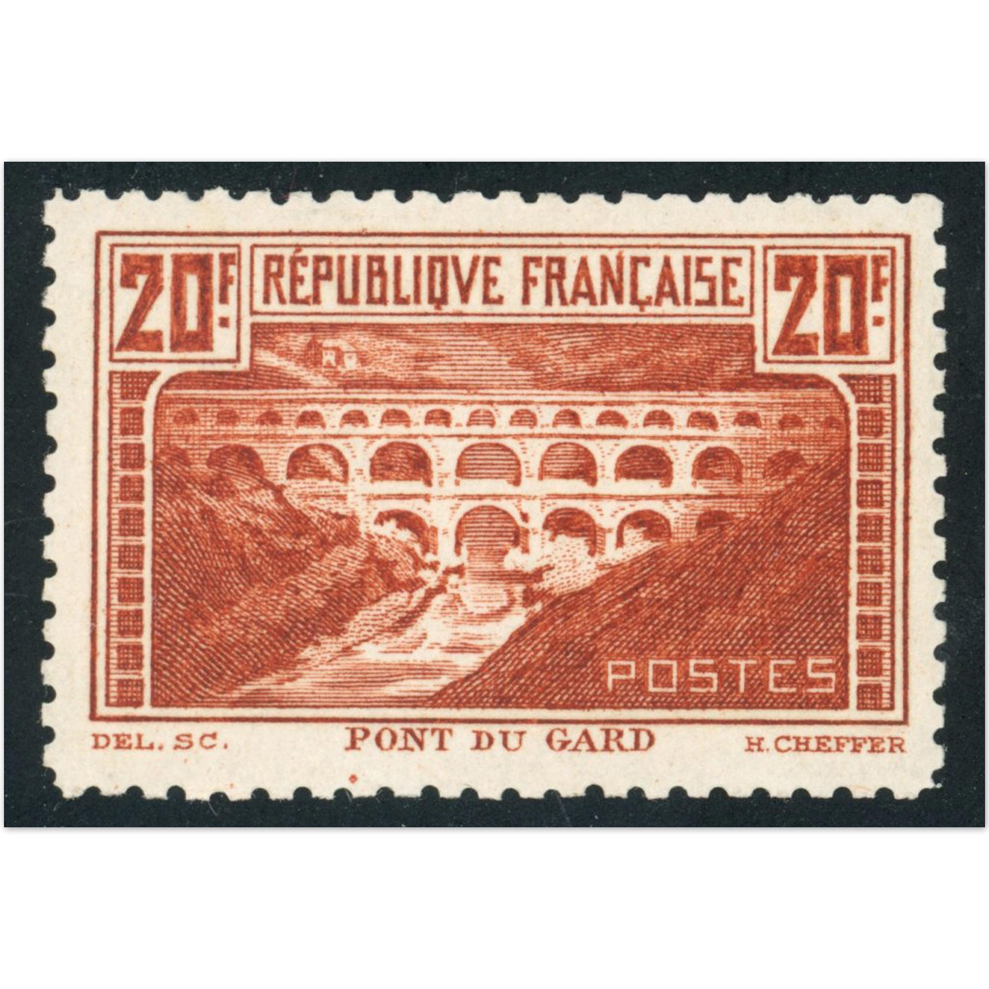 FRANCE N°262B PONT DU GARD DENTELÉ 11 COTE 1300€ SIGNÉ BRUN EXCELLENTE QUALITÉ
