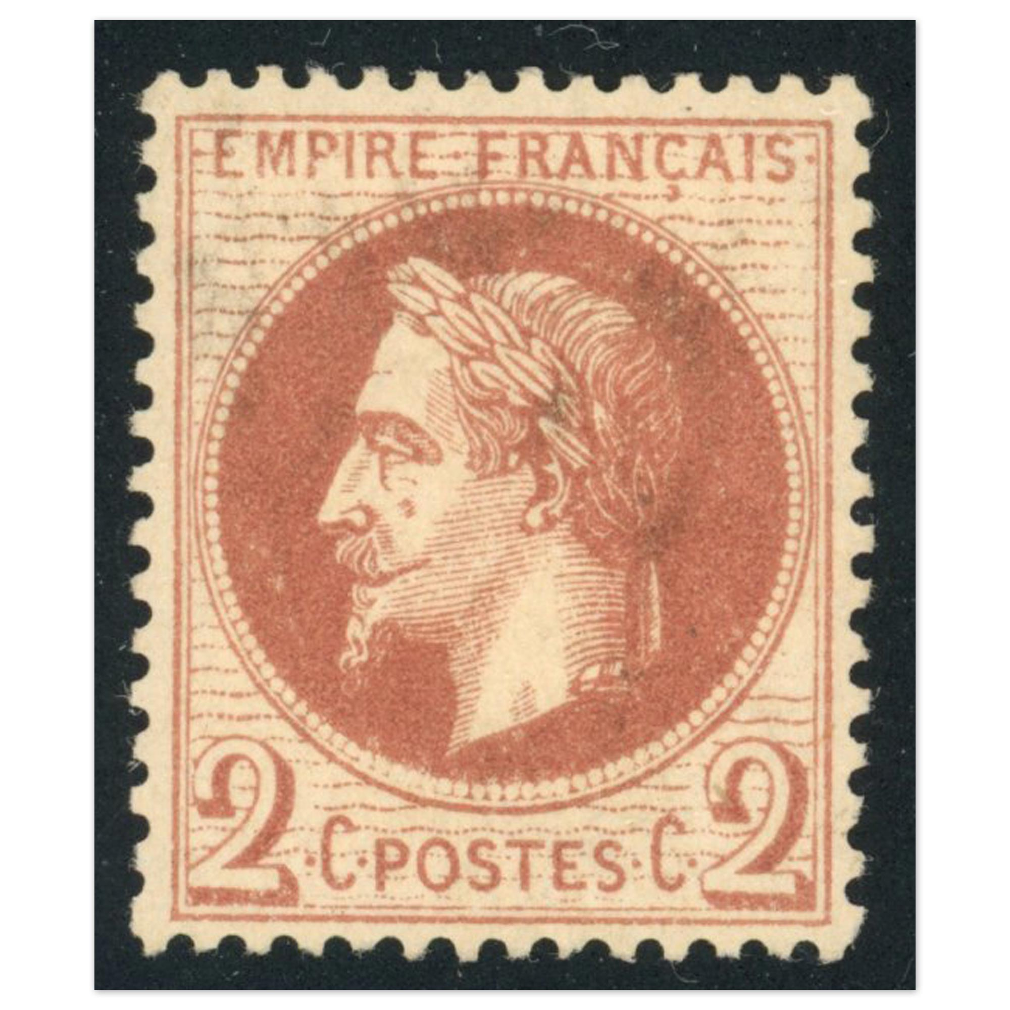 FRANCE NAPOLÉON N°26A TIMBRE NEUF CLASSIQUE EMPIRE LAURÉ ANNÉE 1862 SIGNÉ BRUN