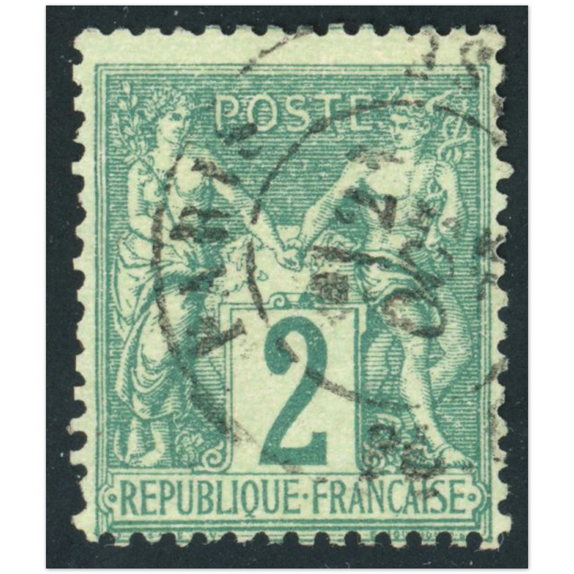 FRANCE TYPE SAGE N°62 TIMBRE OBLITÉRÉ CLASSIQUE ANNÉE 1876 SIGNÉ BRUN COTE 340€