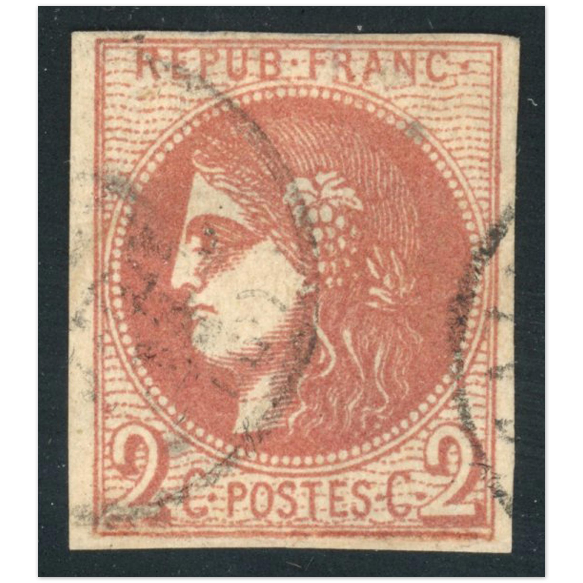 FRANCE TYPE CÉRÈS N°40B TIMBRE EMISSION DE BORDEAUX OBL ANNÉE 1870 SIGNÉ BRUN