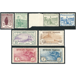 FRANCE N°148 A 155 SÉRIE COMPLÈTE 1E ORPHELIN TIMBRES NEUFS**/* SIGNÉS BRUN