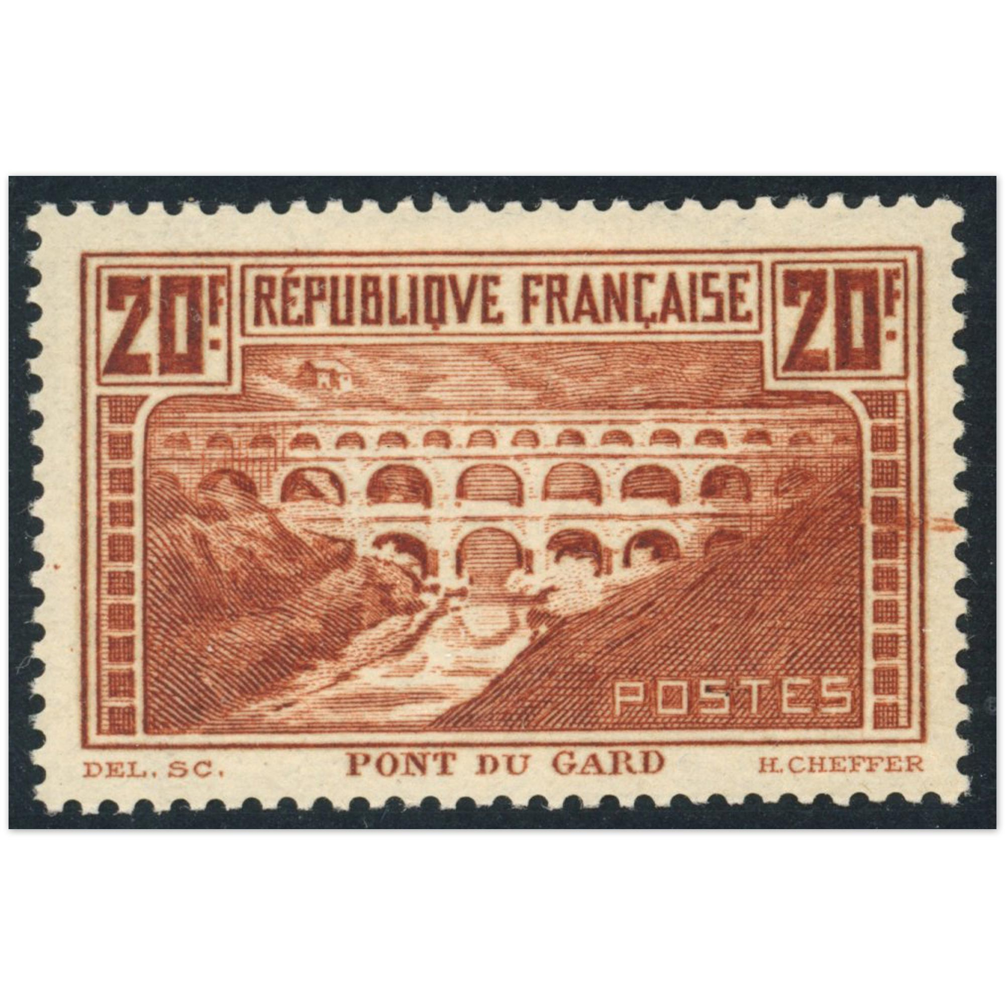 FRANCE N°262 PONT DU GARD COTE 325€ TIMBRE NEUF* SIGNÉ BRUN EXCELLENTE QUALITÉ