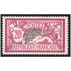 FRANCE N°208 TYPE MERSON 20f COTE 600€ TIMBRE NEUF SIGNÉ BRUN ANNÉE 1926