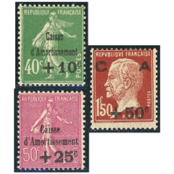 FRANCE N°253 À 255 SÉRIE CAISSE AMORTISSEMENT TIMBRES NEUFS** COTE 275€