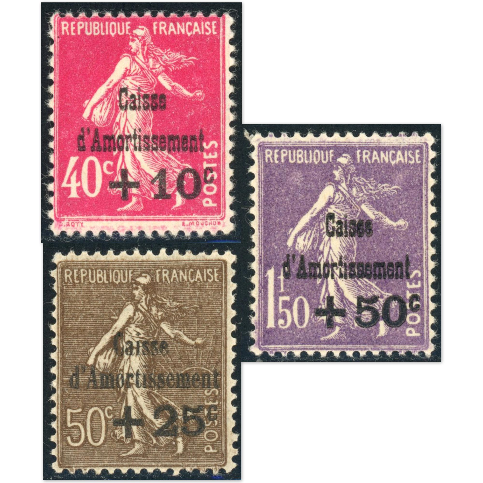 FRANCE N°266 À 268 CAISSE AMORTISSEMENT TIMBRES NEUFS ANNÉE 1930 COTE 420€
