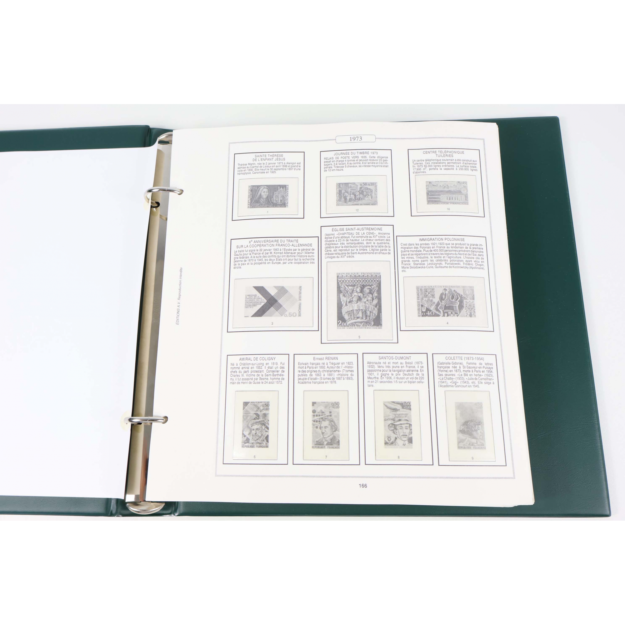 CLASSEUR AV EDITIONS DE 1973 A 1988 POUR RANGER COLLECTION TIMBRES DE FRANCE
