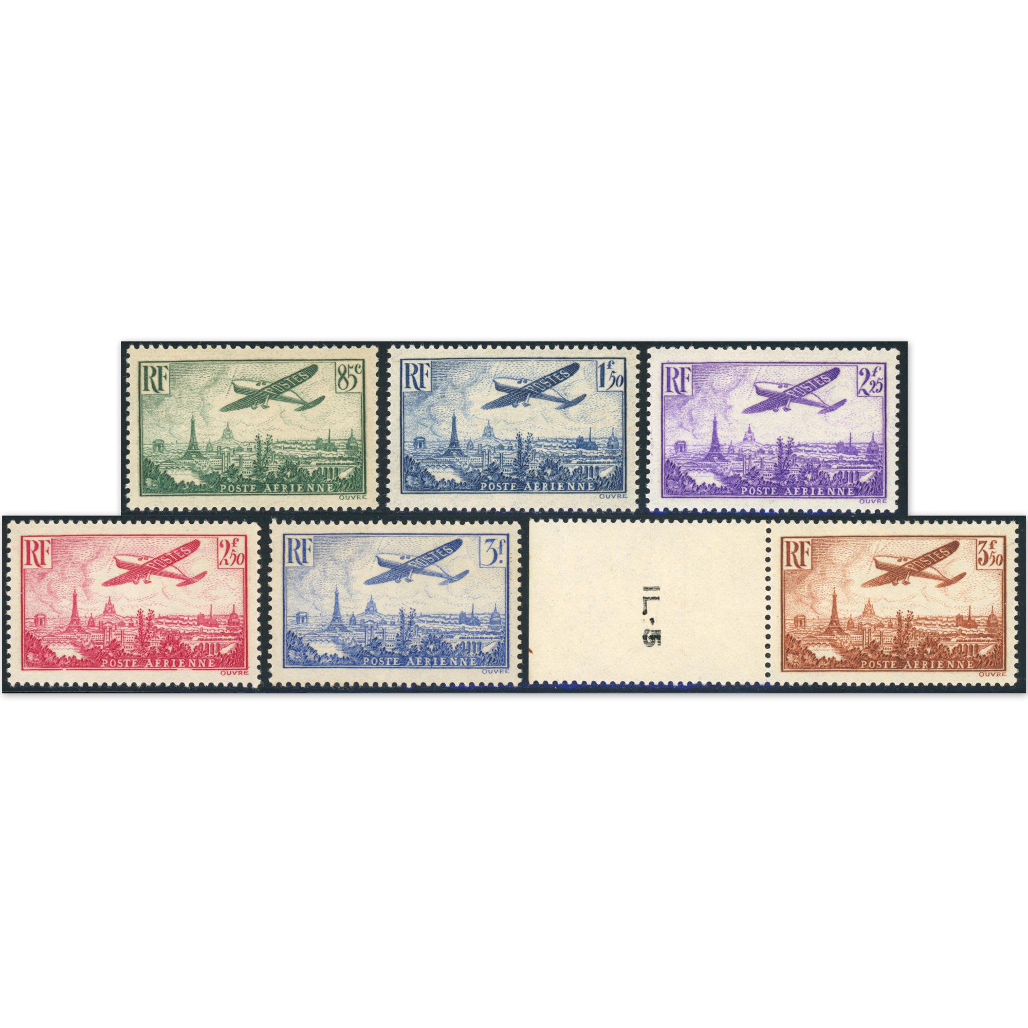FRANCE POSTE AÉRIENNE N°8 À 13 SÉRIE COMPLÈTE TIMBRES NEUFS** BELLE QUALITÉ
