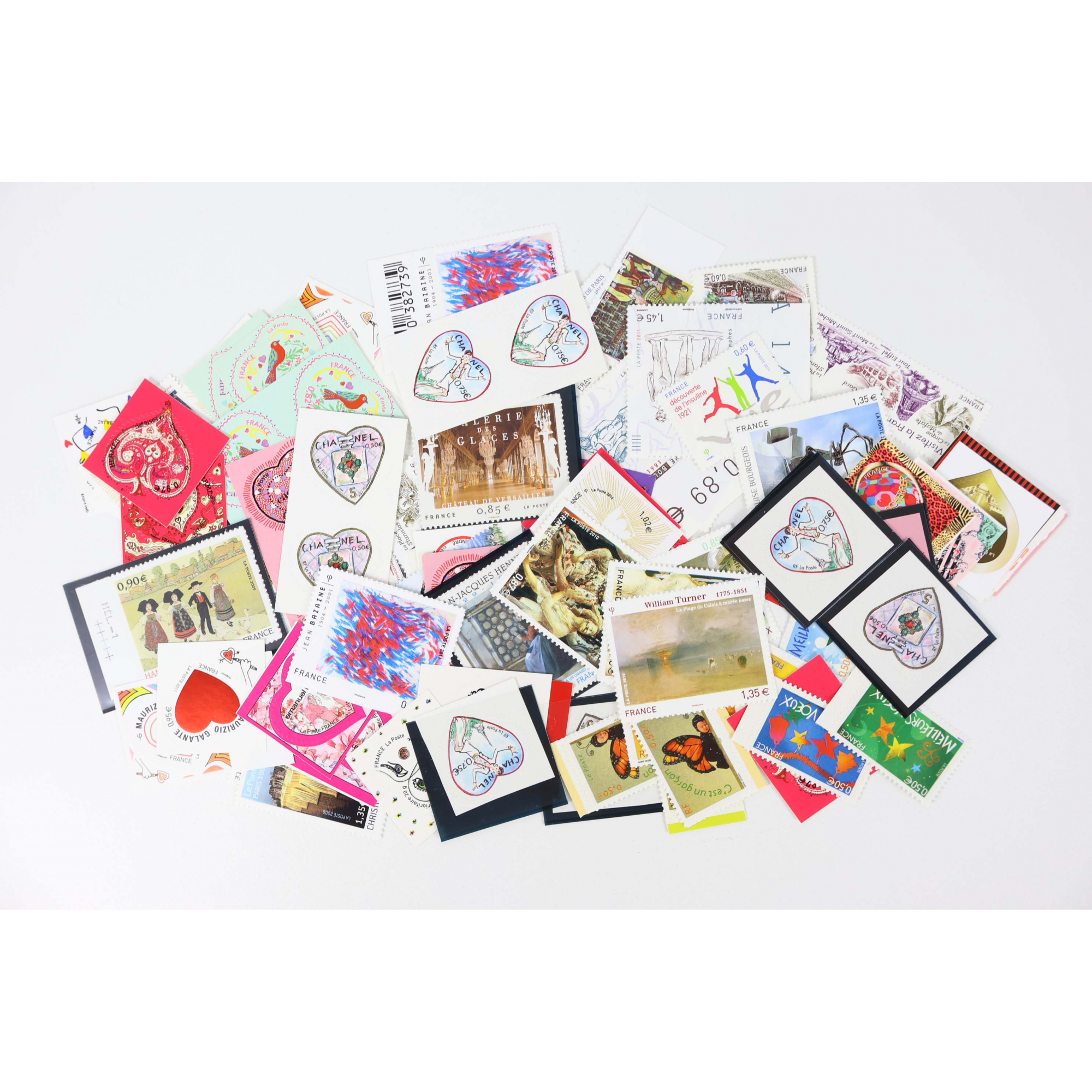 FRANCE LOT DE TIMBRES AUTOADHÉSIFS MODERNES TIMBRES NEUFS** FACIALE 82€