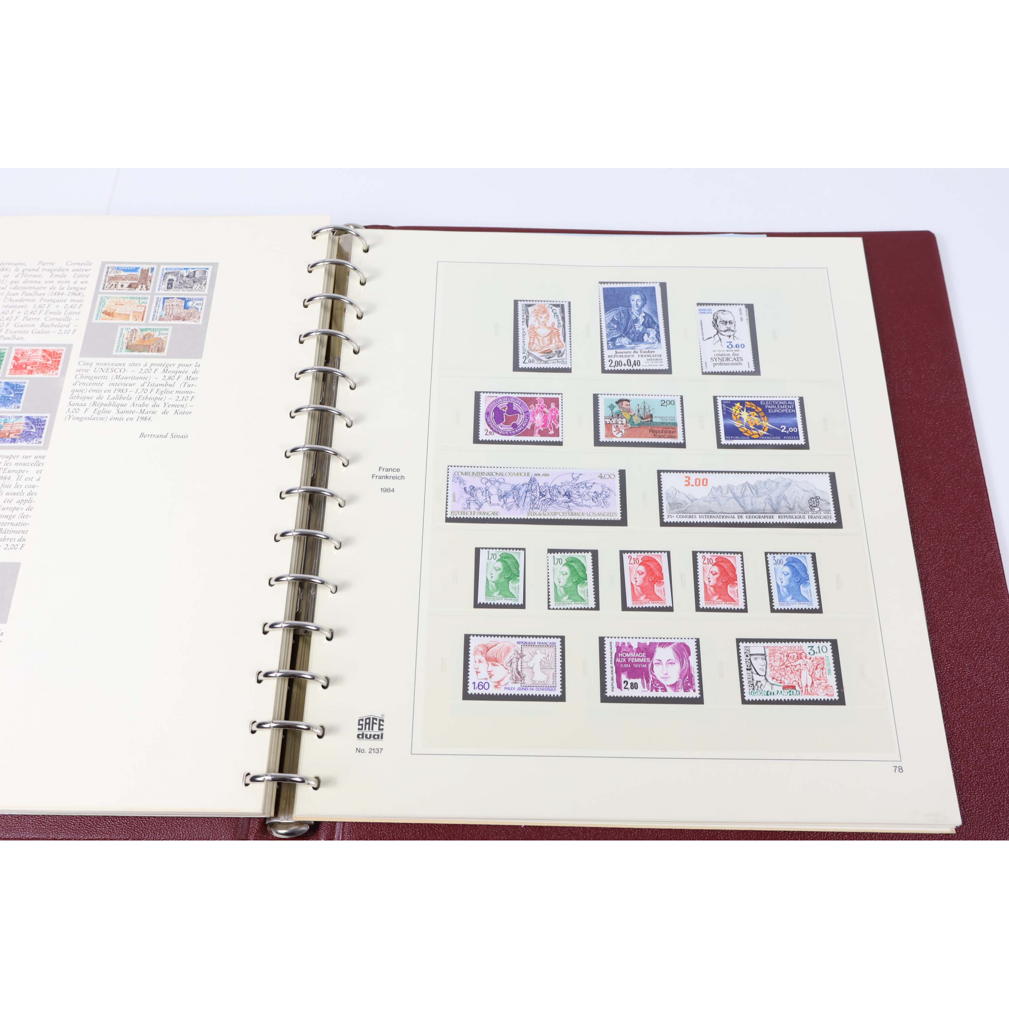 COLLECTION DE FRANCE 1978 À 1984 TIMBRES NEUFS** CLASSEUR LINDNER FACIALE 853FFr