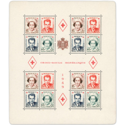 MONACO BLOC-FEUILLET N°3A CROIX-ROUGE TIMBRES NEUFS** ANNÉE 1949 COTE 315€