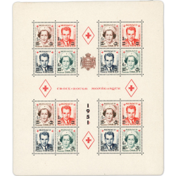 MONACO BLOC-FEUILLET N°3B CROIX-ROUGE TIMBRES NEUFS** ANNÉE 1949 COTE 330€