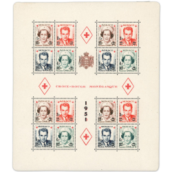 MONACO BLOC-FEUILLET N°4A CROIX-ROUGE TIMBRES NEUFS** ANNÉE 1951 COTE 400€