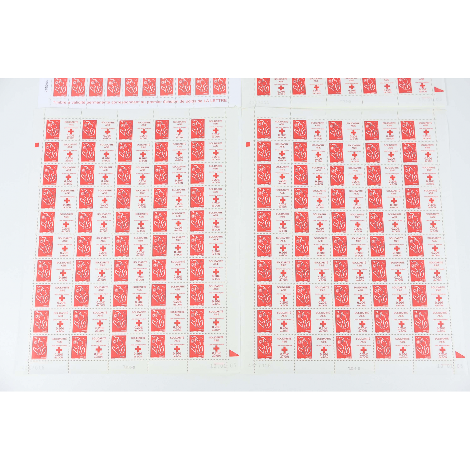 FRANCE LOT DE FEUILLES COMPLÈTES VP PRIORITAIRE TYPE MARIANNE FACIALE 351€