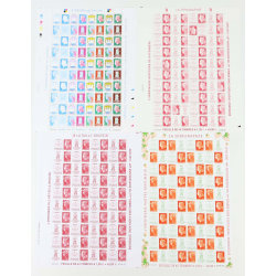 FRANCE LOT DE 4 FEUILLES COMPLÈTES N°4459/4472 TYPES D'IMPRESSION ANNÉE 2010