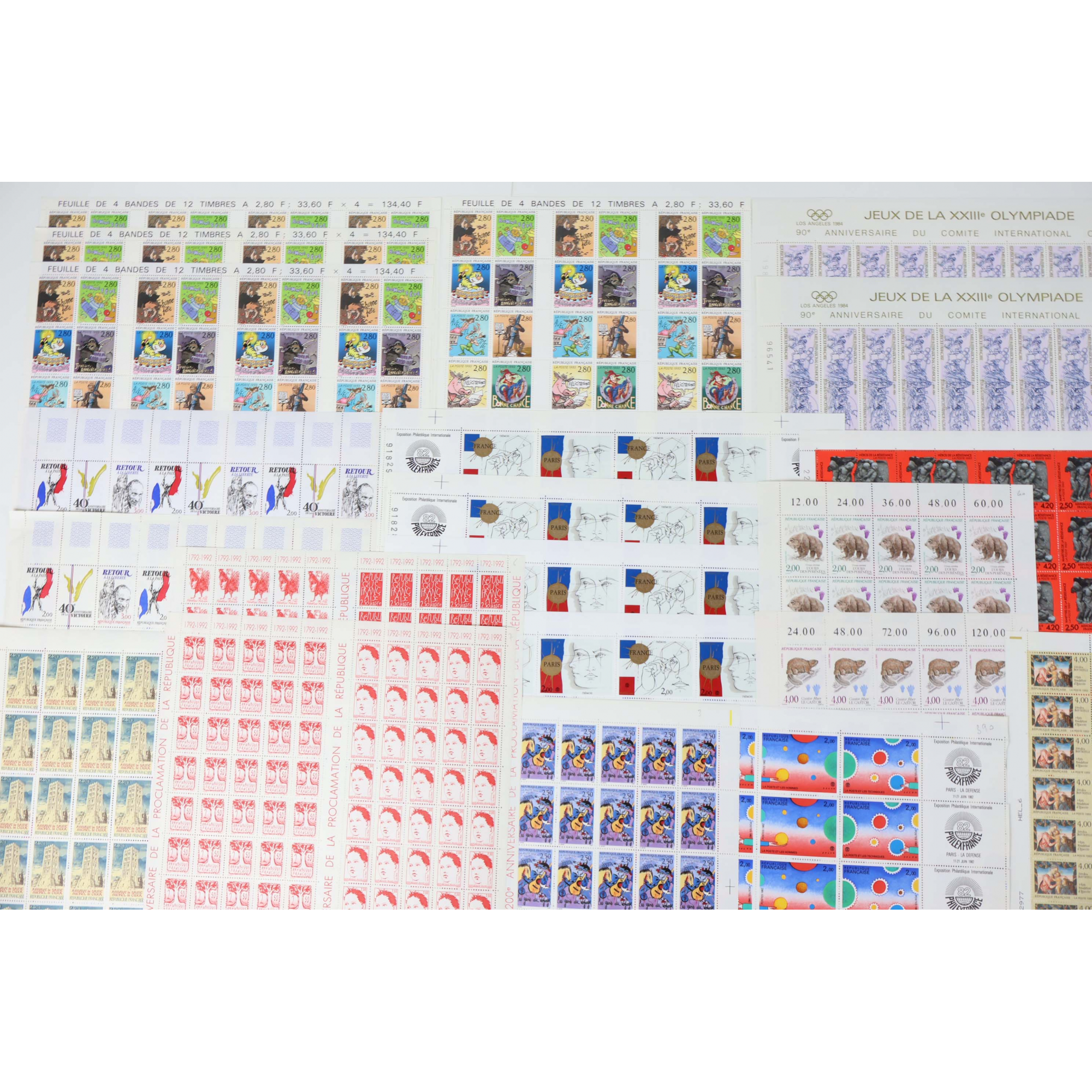 FRANCE LOT DE FEUILLES COMPLÈTES EN FRANCS AFFR/COLLECTION FACIALE 2738 FFR