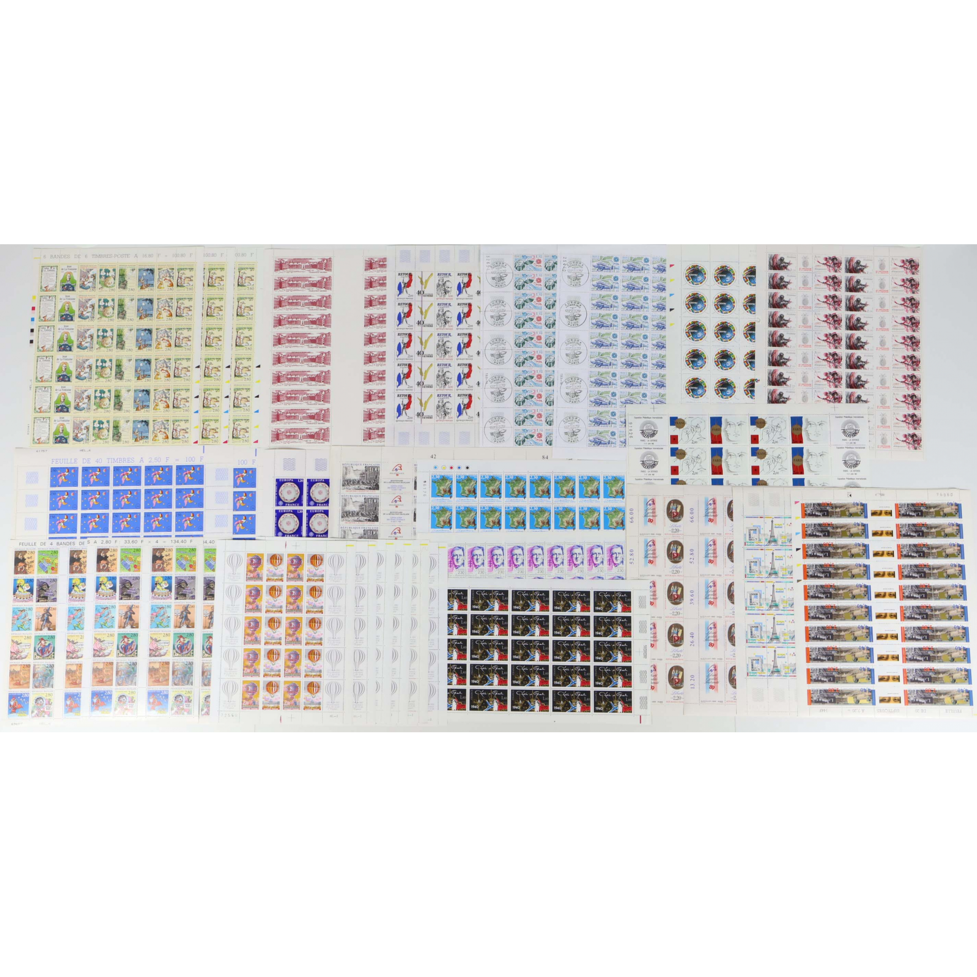 FRANCE LOT DE FEUILLES COMPLÈTES EN FRANCS AFFR/COLLECTION FACIALE 2281 FFR