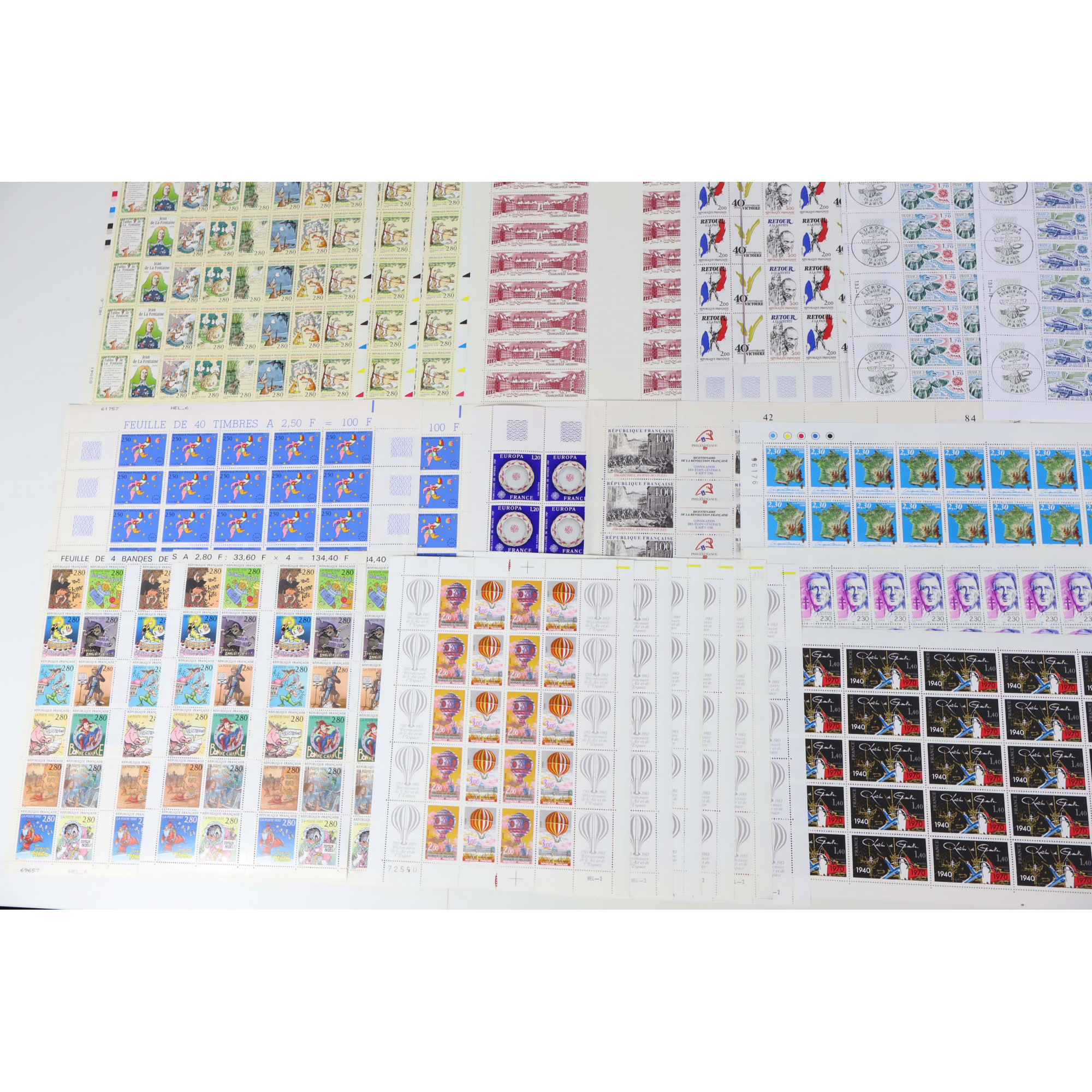 FRANCE LOT DE FEUILLES COMPLÈTES EN FRANCS AFFR/COLLECTION FACIALE 2281 FFR