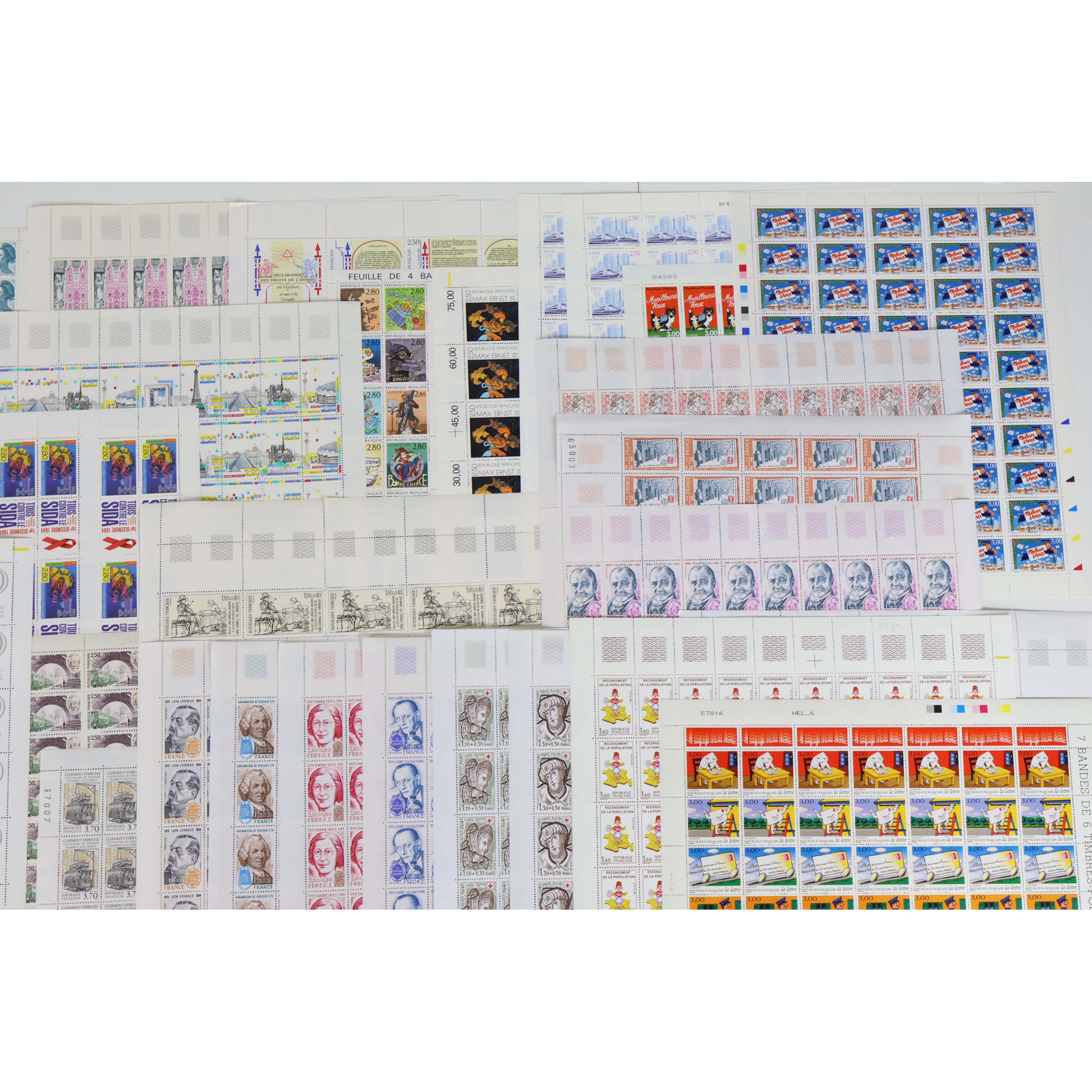 FRANCE LOT DE FEUILLES COMPLÈTES EN FRANCS AFFR/COLLECTION FACIALE 4495 FFR